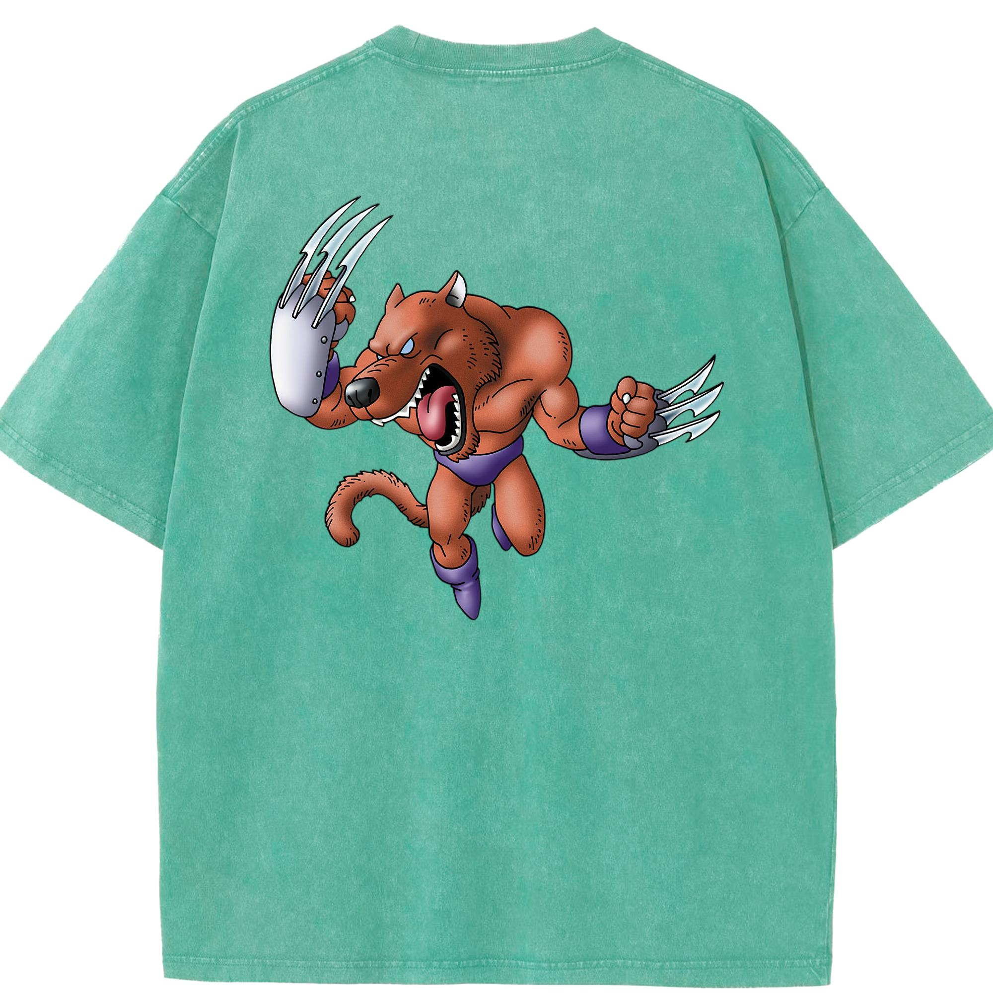 （画像用） ドラゴンクエスト Doragon Kuesuto Dragon Quest 綿100% ヴィンテージ風 半袖Tシャツ（背面プリント）